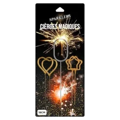 Accessoire de Décoration pour Gateaux Anniversaire Cierge Magique Chiffre 0 + 2 Cierges Magiques forme Coeur + 2 Cierges Magiques Forme Étoile 18cm