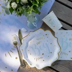 Assiette Baby Shower Boy Bleu (lot de 10)