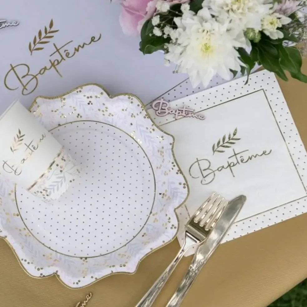 Assiette Baptême - Lot de 10