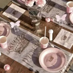 Assiette Couronne Princesse Rose (Lot de 6)
