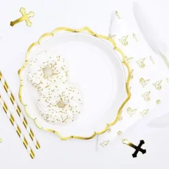 Assiette en papier blanche bord dorée (Lot de 6)