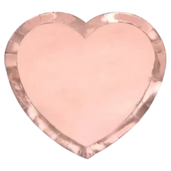 Assiette en papier forme Coeur Or Rose (Lot de 6)