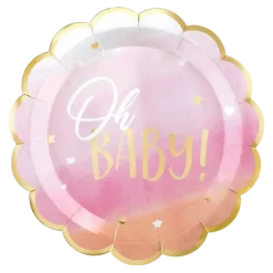 Assiette en papier Oh Baby Girl (Lot de 8)