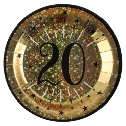 Assiette en papier Or 20 ans (lot de 10)