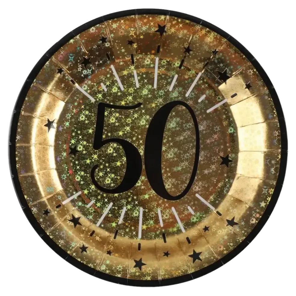 Assiette en papier Or 50 ans (lot de 10)