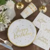 Assiette Happy Birthday Or/Blanc (lot de 10)