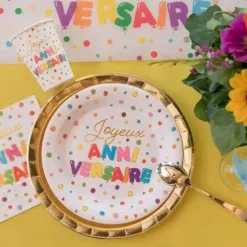 Assiette Joyeux Anniversaire ballon (Lot de 10)