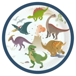 8 assiettes en papier Dinosaure