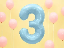 Ballon Aluminium Chiffre 3 Bleu Clair 86 cm – Ballon Mylar Anniversaire