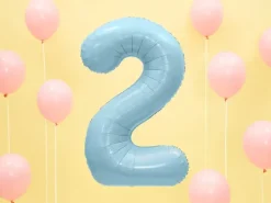 Ballon aluminium chiffre 2 bleu clair 86 cm – ballon géant anniversaire et décoration de fête