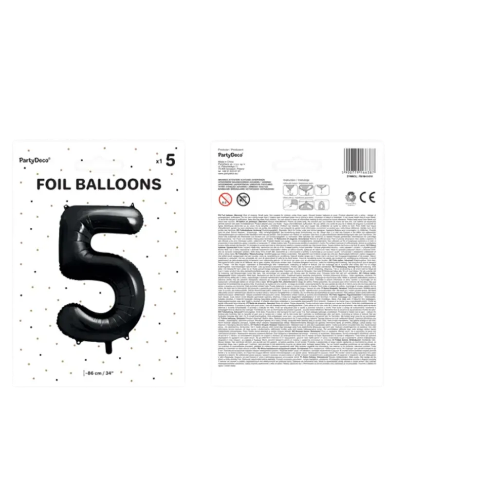 Ballon Aluminium Chiffre 5 Noir 86 cm – Ballon Mylar Anniversaire