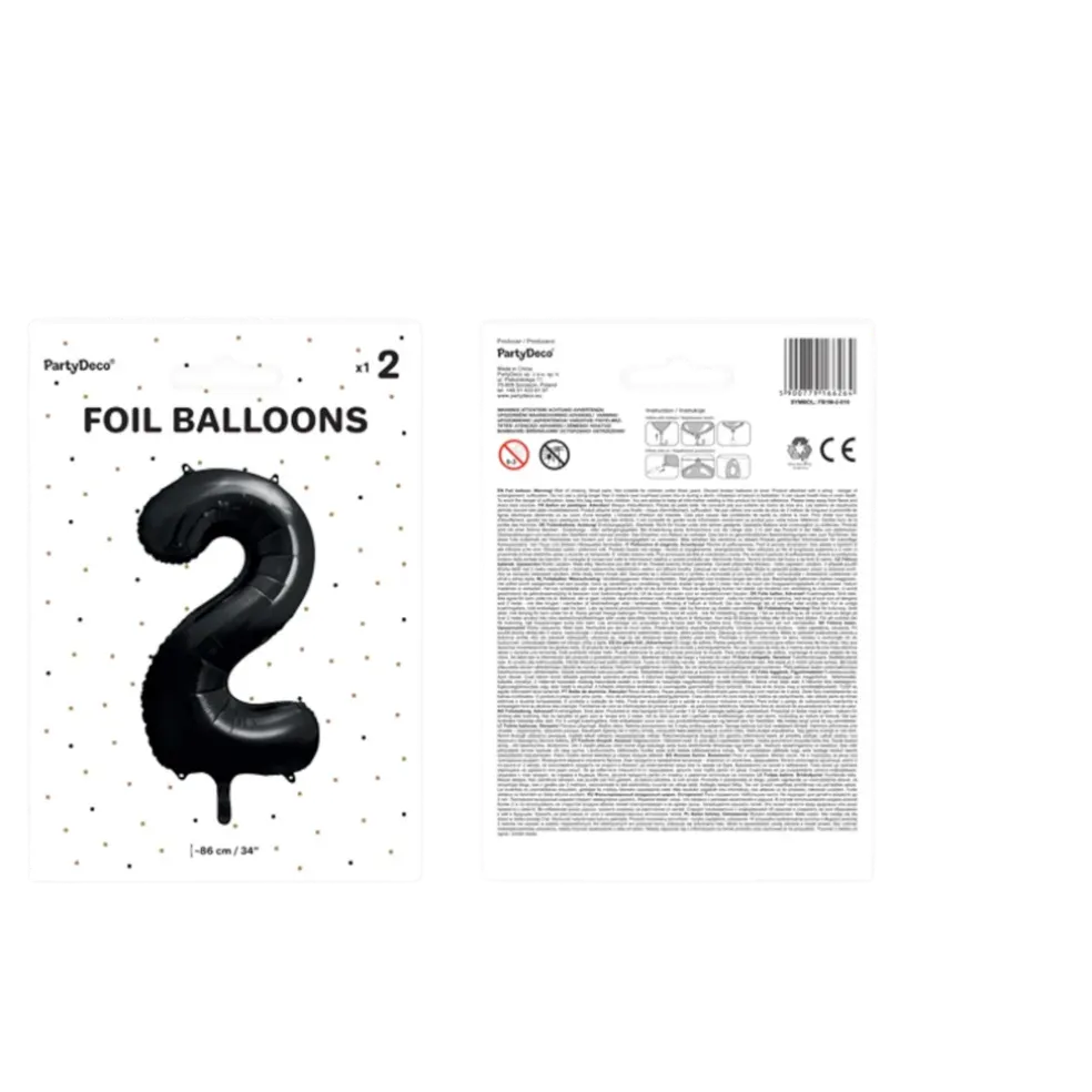 Ballon Aluminium Chiffre 2 Noir 86 cm – Ballon Mylar Anniversaire