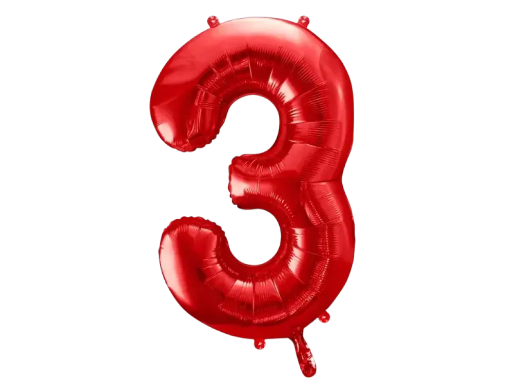 Ballon Aluminium Chiffre 3 Rouge 86 cm – Ballon Mylar Anniversaire