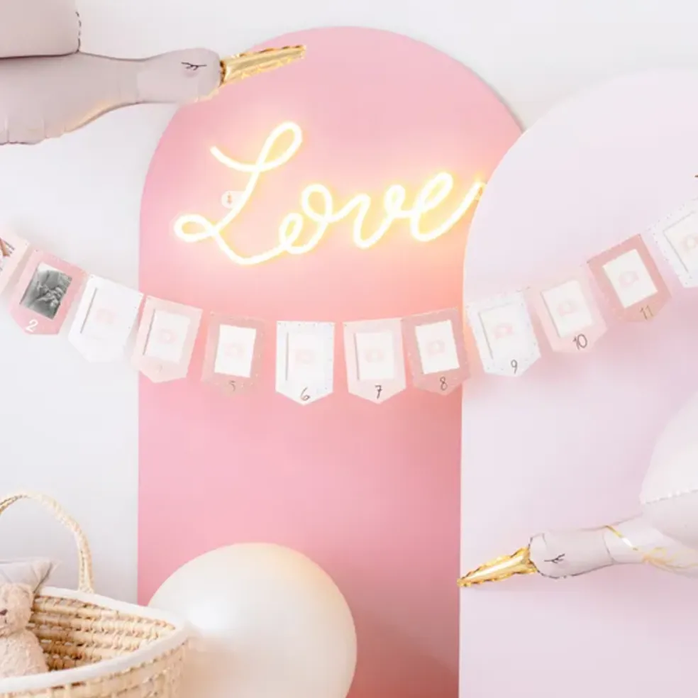 Ballon Aluminium Cigogne Rose 100 cm – Ballon Baby Shower et Naissance