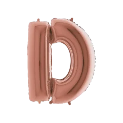 Ballon aluminium lettre D Or Rose 102cm