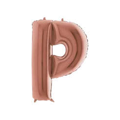 Ballon aluminium lettre P Or Rose 102cm