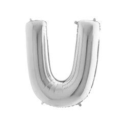 Ballon Aluminium lettre U Argent 102cm