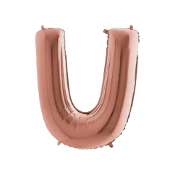 Ballon aluminium lettre U Or Rose 102cm