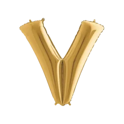 Ballon aluminium lettre V Or 102cm