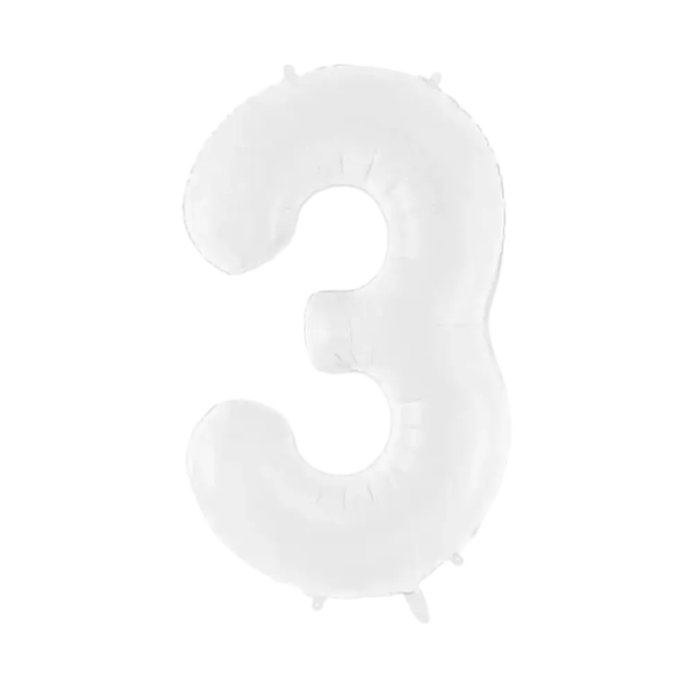 Ballon anniversaire chiffre 3 Blanc 86 cm