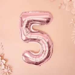 Ballon anniversaire chiffre 5 Or Rose 35cm