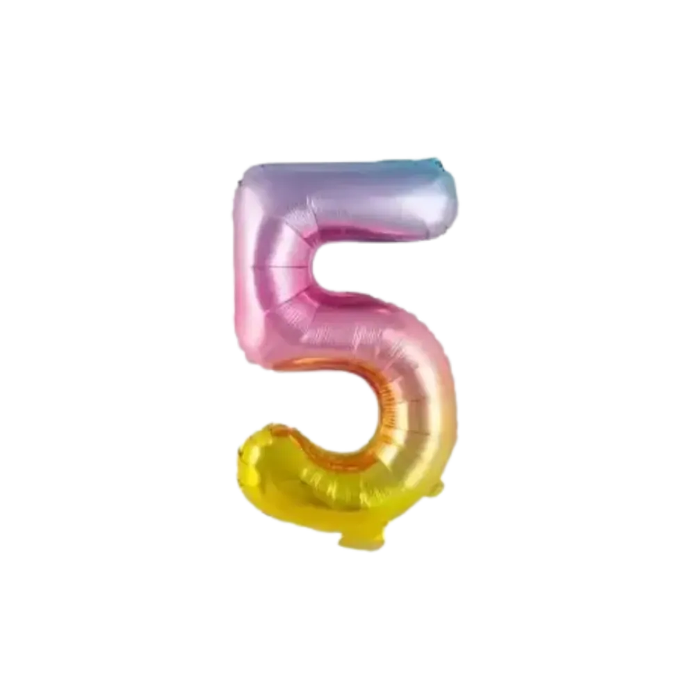 Ballon anniversaire chiffre 5 Rainbow 36cm