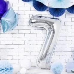 Ballon anniversaire chiffre 7 Argent 86cm