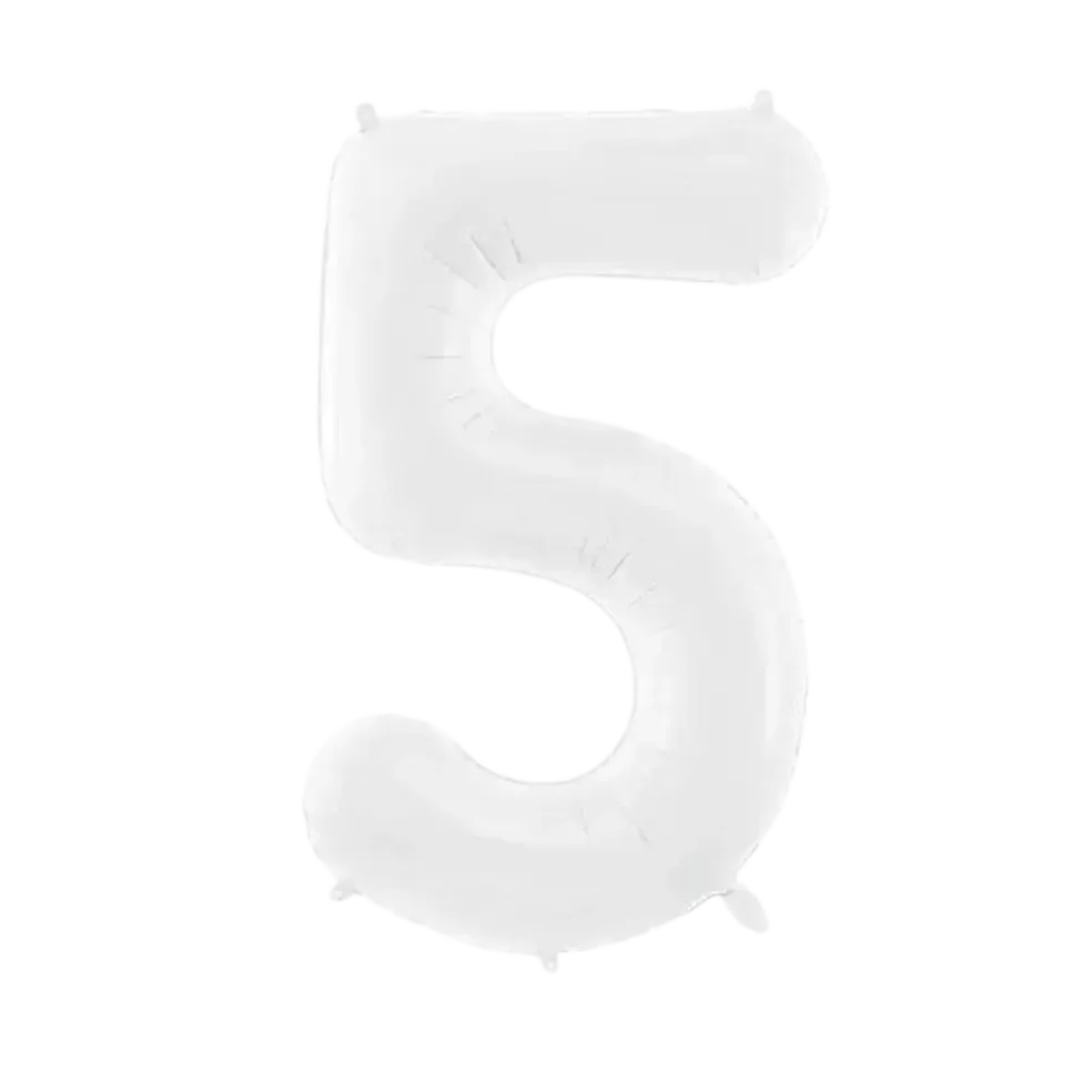Ballon anniversaire chiffre 5 Blanc 86 cm