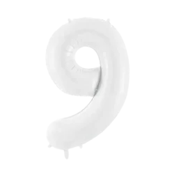 Ballon anniversaire chiffre 9 Blanc 86 cm