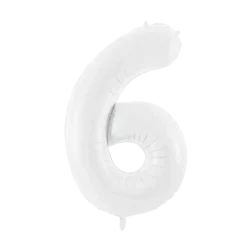 Ballon anniversaire chiffre 6 Blanc 86 cm