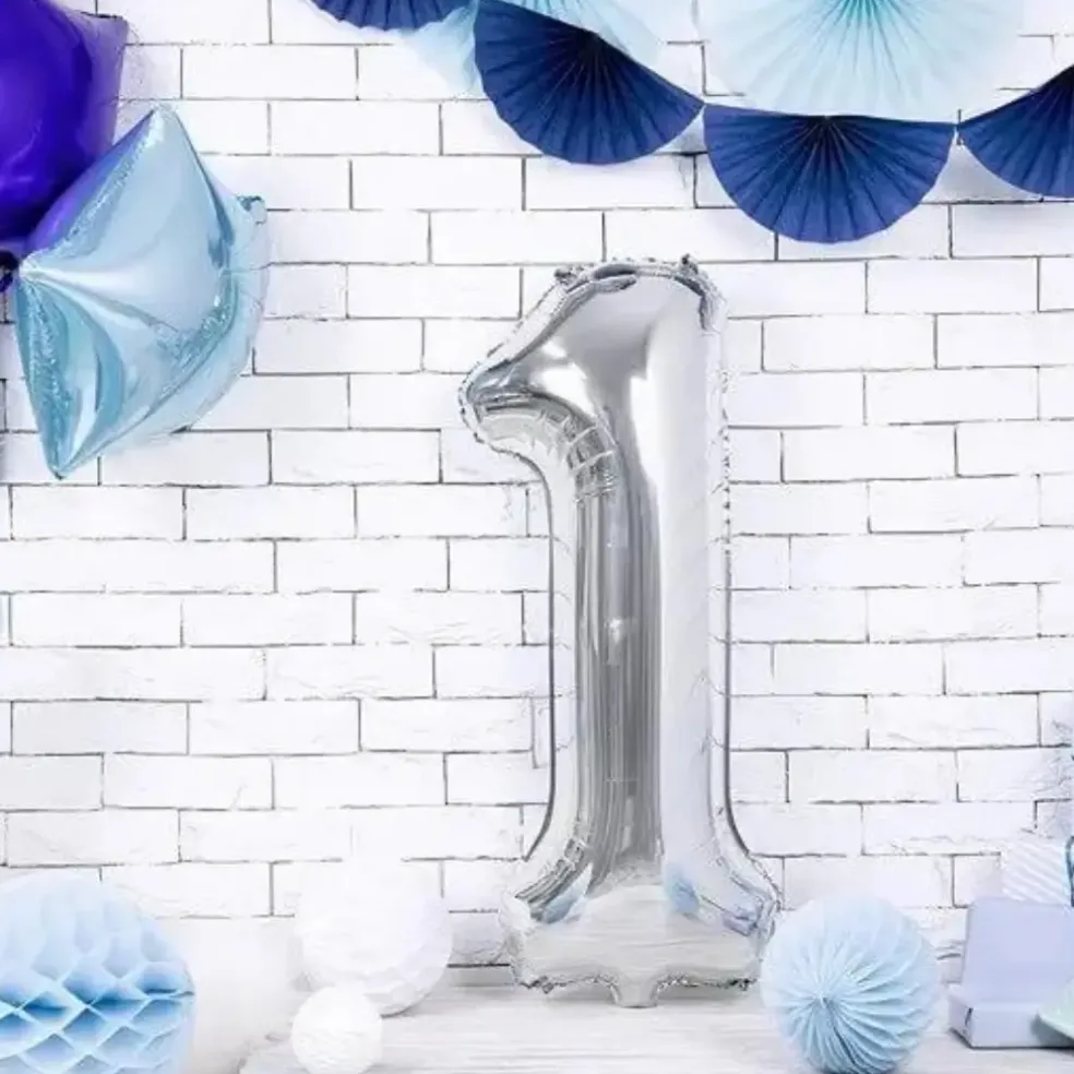 Ballon Anniversaire Chiffre 1 Argent 86cm