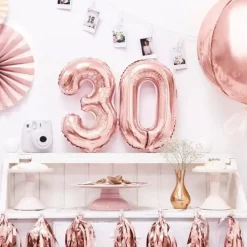 Ballon anniversaire chiffre 3 Or Rose 35cm