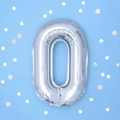 Ballon anniversaire chiffre 0 Argent 35cm