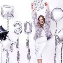 Ballon anniversaire chiffre 0 Argent 35cm