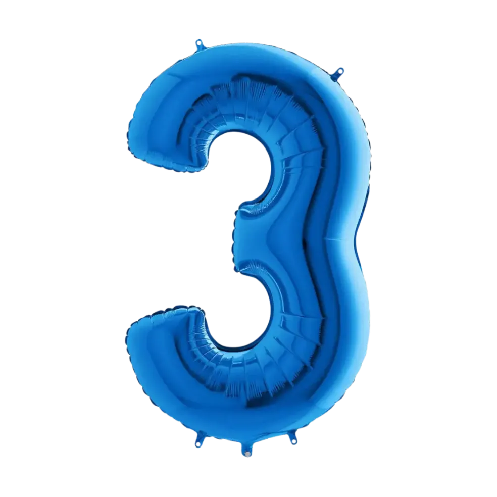 Ballon anniversaire chiffre 3 Bleu 102cm