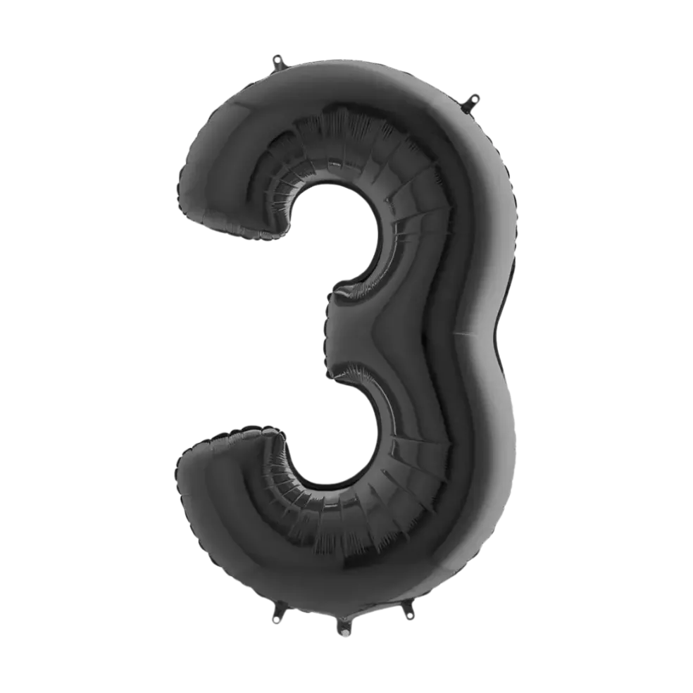 Ballon anniversaire chiffre 3 Noir 102cm