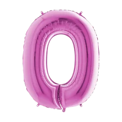 Ballon anniversaire chiffre 0 Rose 102cm