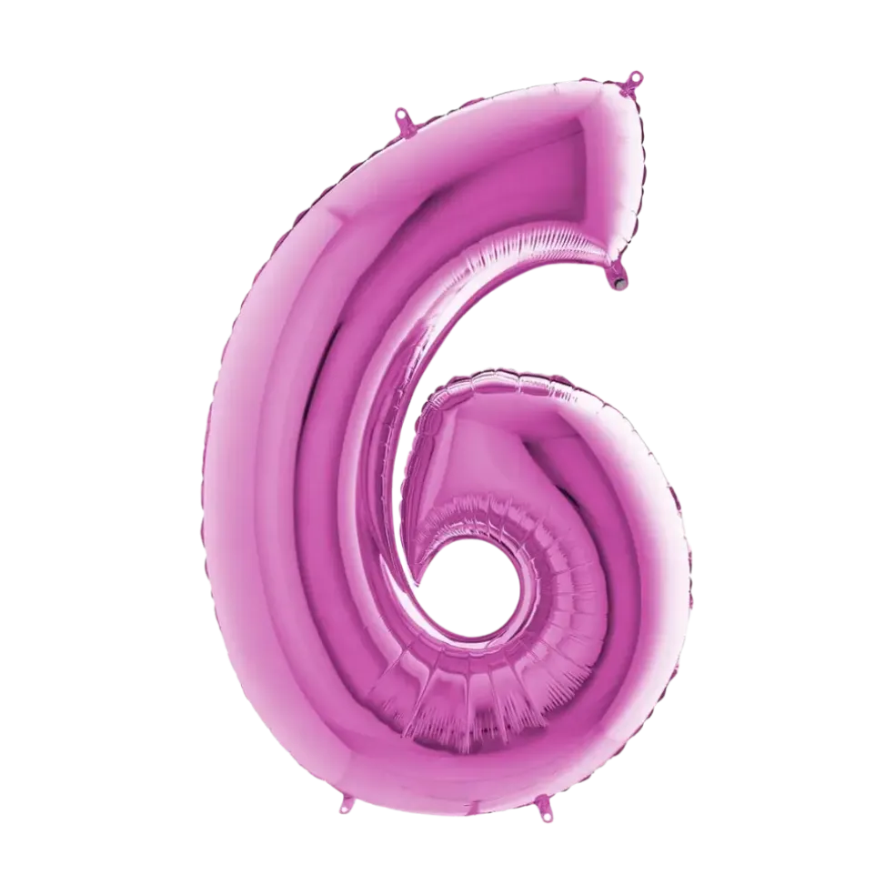 Ballon Anniversaire Chiffre 6 Rose 102cm