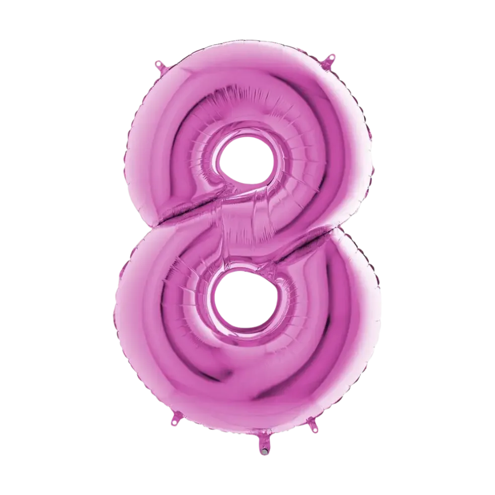 Ballon anniversaire chiffre 8 Rose 102cm