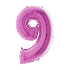 Ballon anniversaire chiffre 9 Rose 102cm
