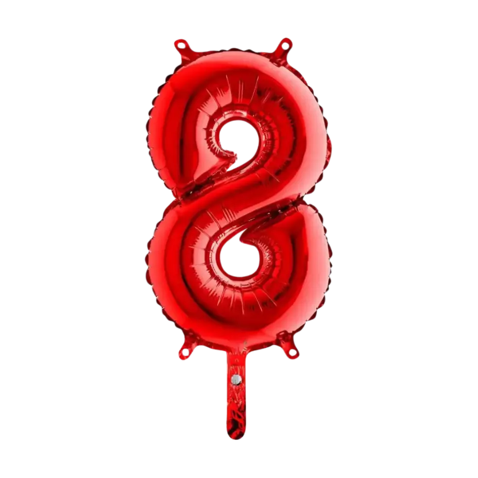 Ballon anniversaire chiffre 8 Rouge 36cm