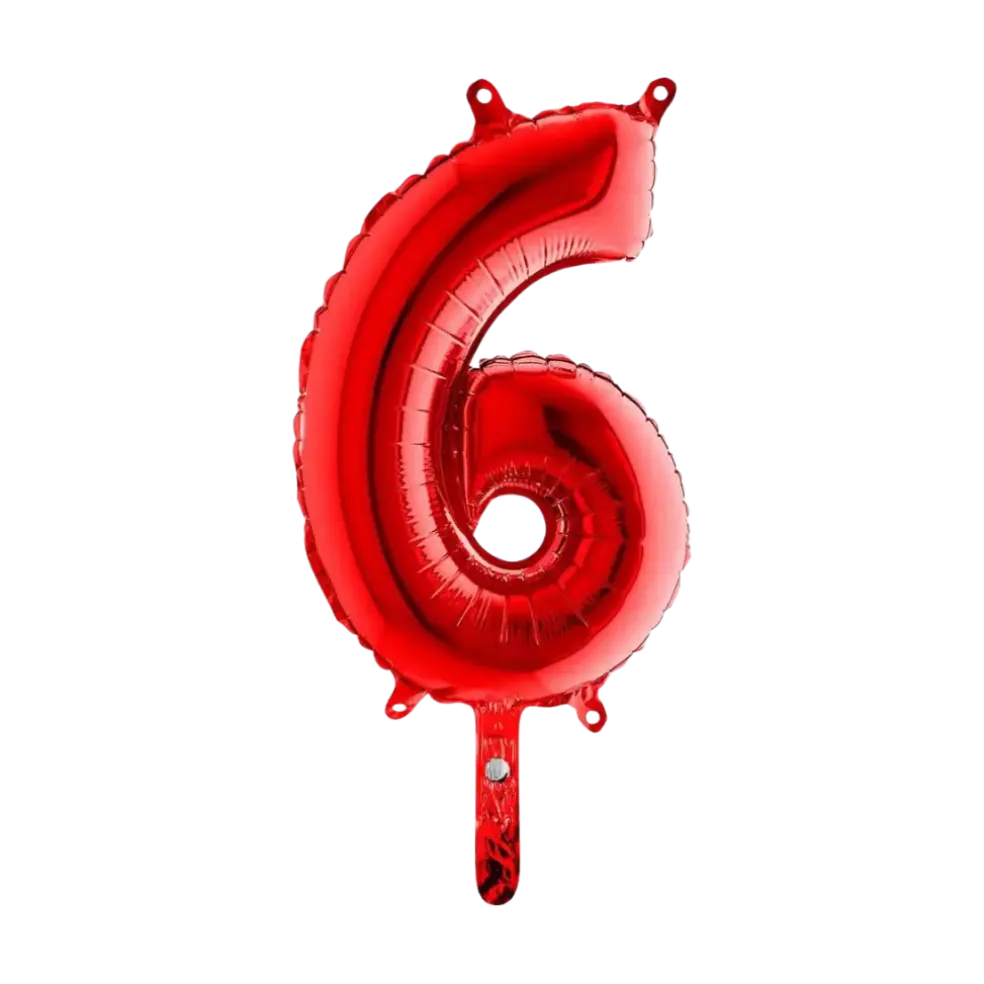 Ballon anniversaire chiffre 6 Rouge 36cm