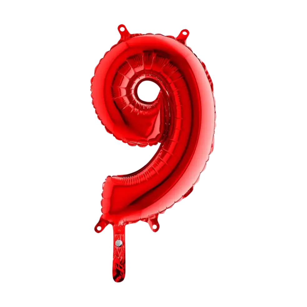 Ballon anniversaire chiffre 9 Rouge 36cm
