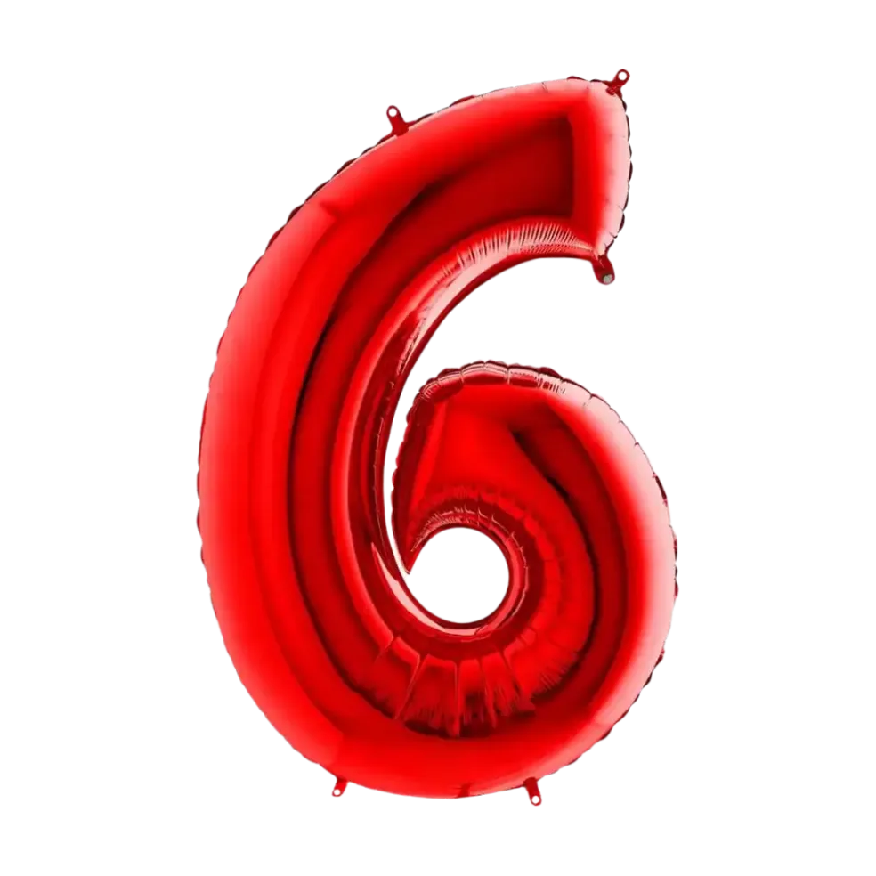 Ballon anniversaire chiffre 6 Rouge 102cm