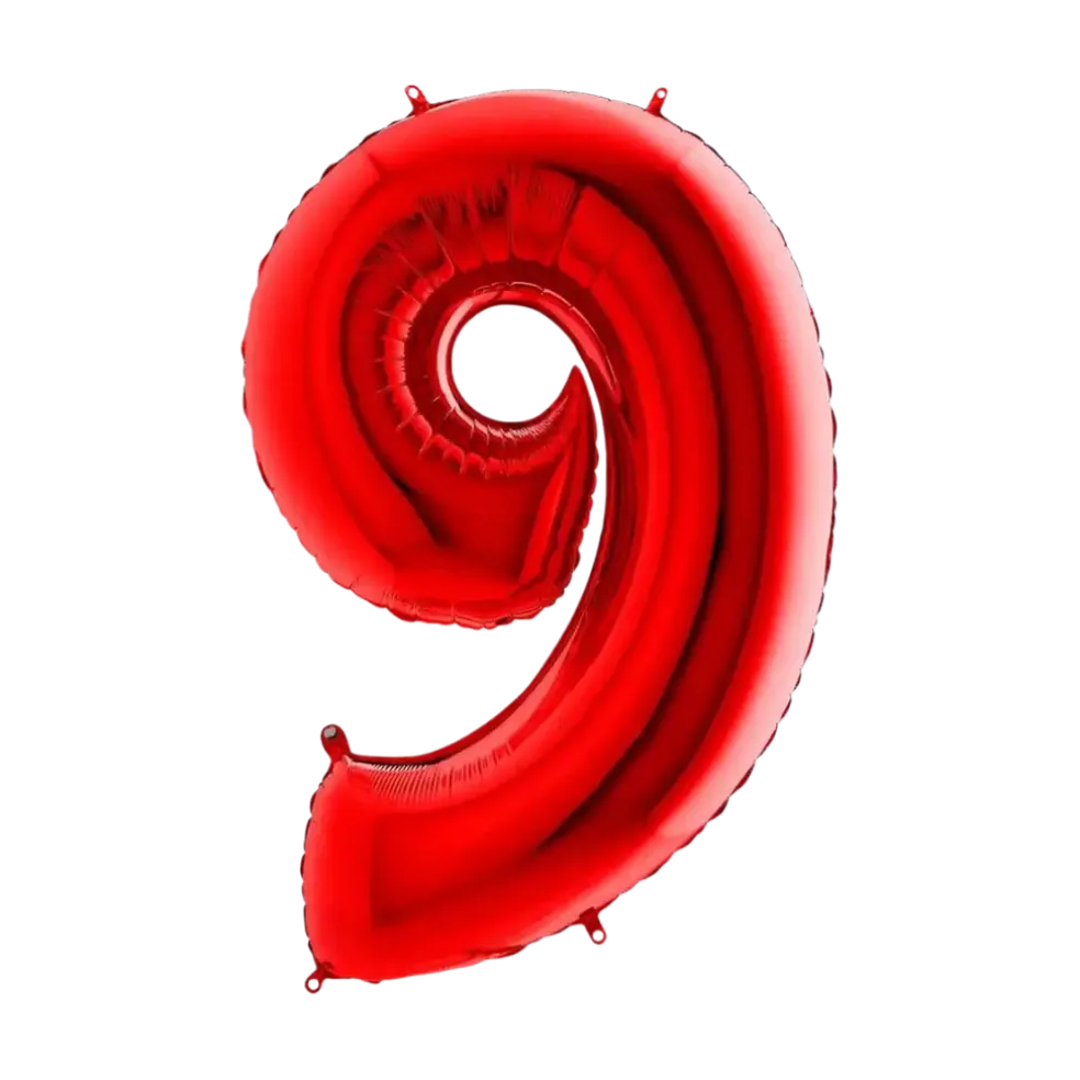 Ballon anniversaire chiffre 9 Rouge 102cm