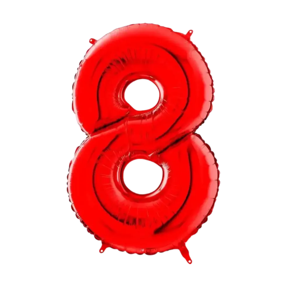 Ballon anniversaire chiffre 8 Rouge 102cm