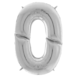 Ballon anniversaire Géant chiffre 0 Argent 163cm