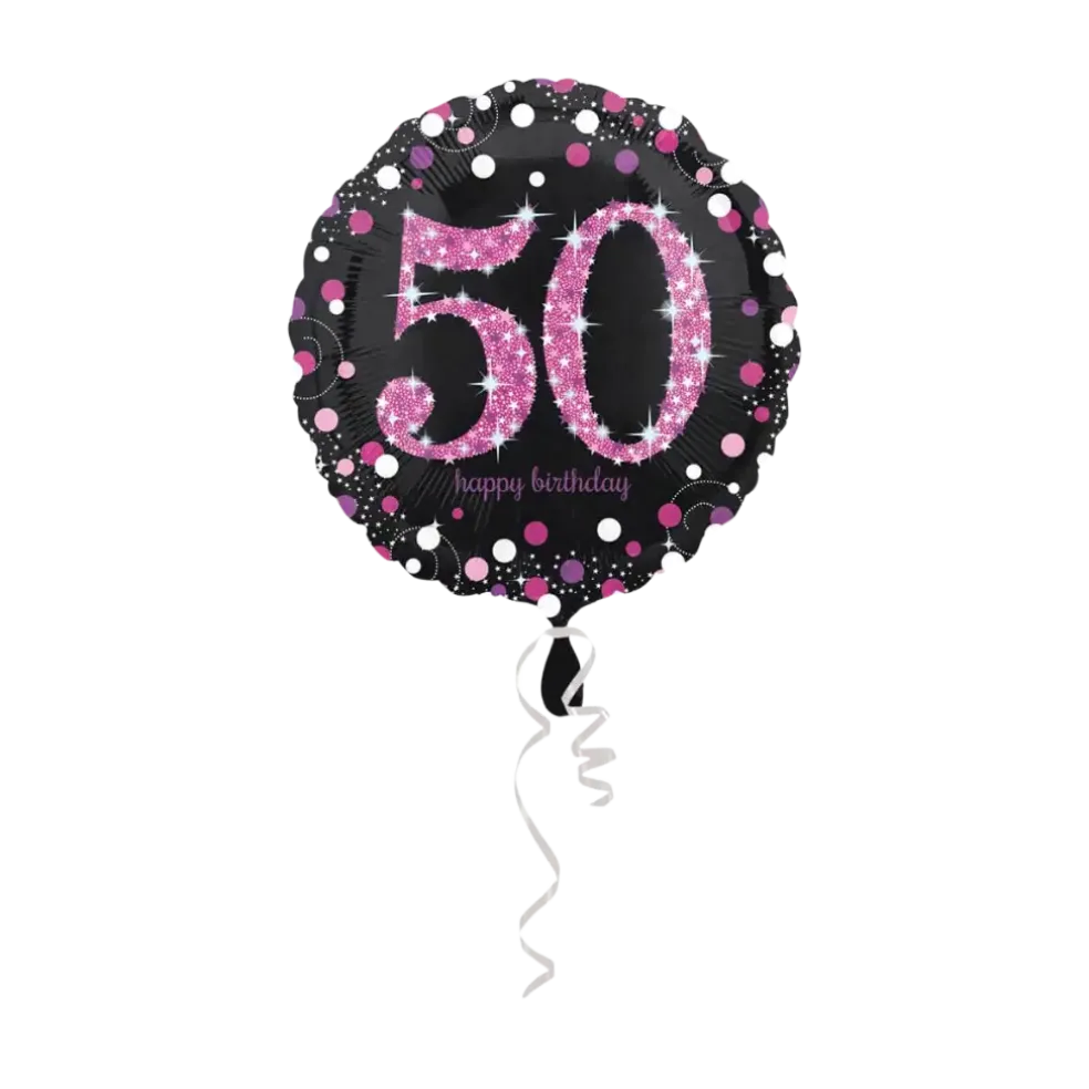 Ballon Anniversaire rond 50 ans rose