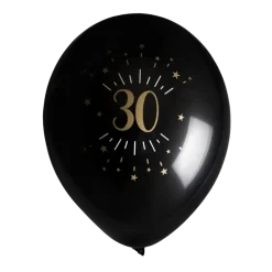 Ballon 30 ans Noir Or (lot de 8)