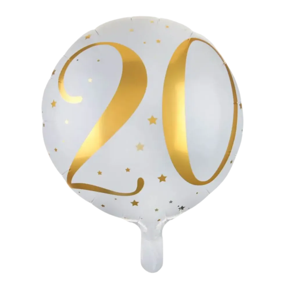 Ballon Blanc/Or 20ans ø45cm